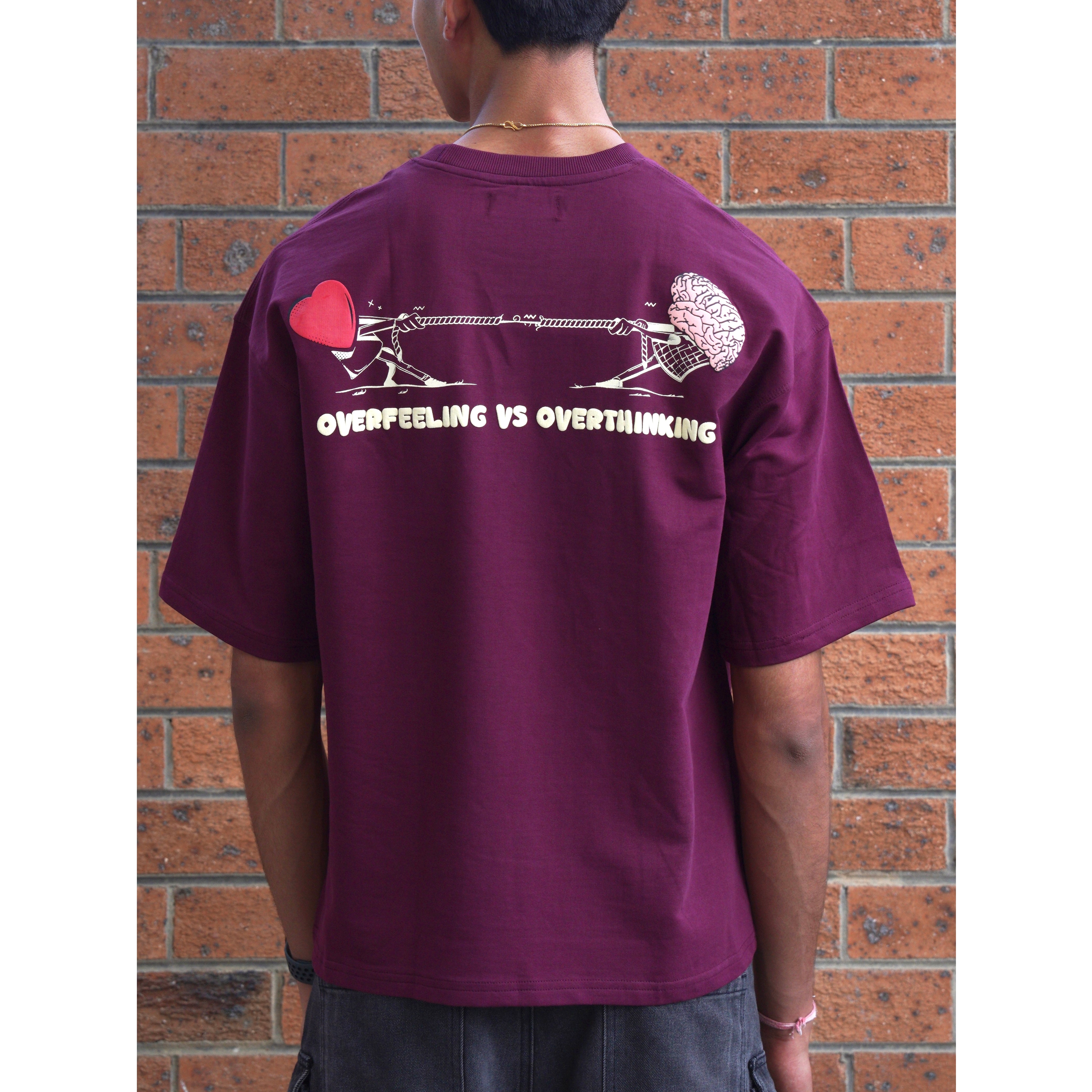 Overfeeling vs Overthinking (Coming soon) Maroon/Beige (CROPPED)